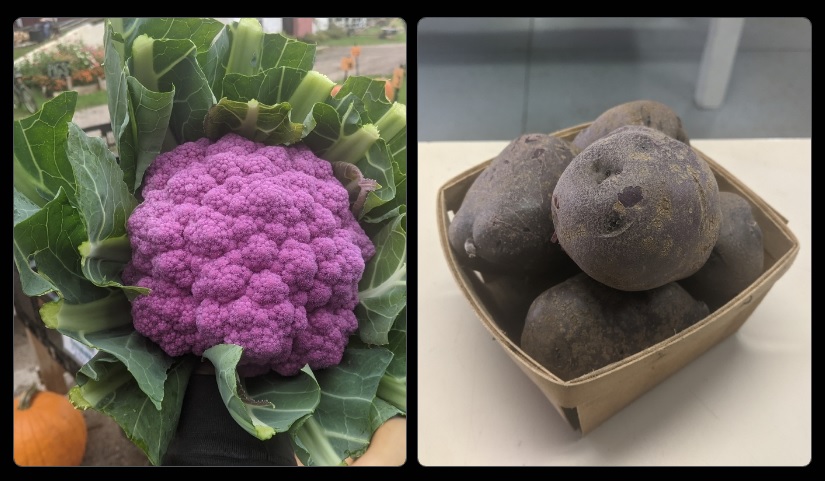 purple cauliflower and purple potatoes